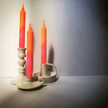 Load image into Gallery viewer, Neon Orange &amp; Pink Dip Dyed Candles
