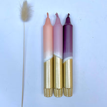 Load image into Gallery viewer, Purple, Pink &amp; Gold Dip Dye Candles
