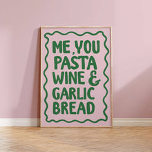 Load image into Gallery viewer, Pasta Wine &amp; Garlic Bread Print
