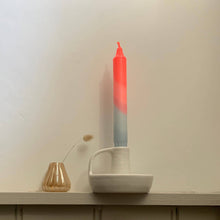 Load image into Gallery viewer, Neon Coral &amp; Blue Dip Dyed Candles
