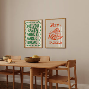 Pasta Wine & Garlic Bread Print