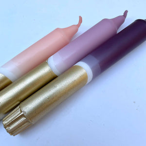 Purple, Pink & Gold Dip Dye Candles