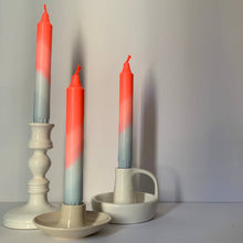 Load image into Gallery viewer, Neon Coral &amp; Blue Dip Dyed Candles
