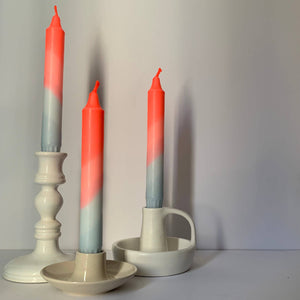 Neon Coral & Blue Dip Dyed Candles